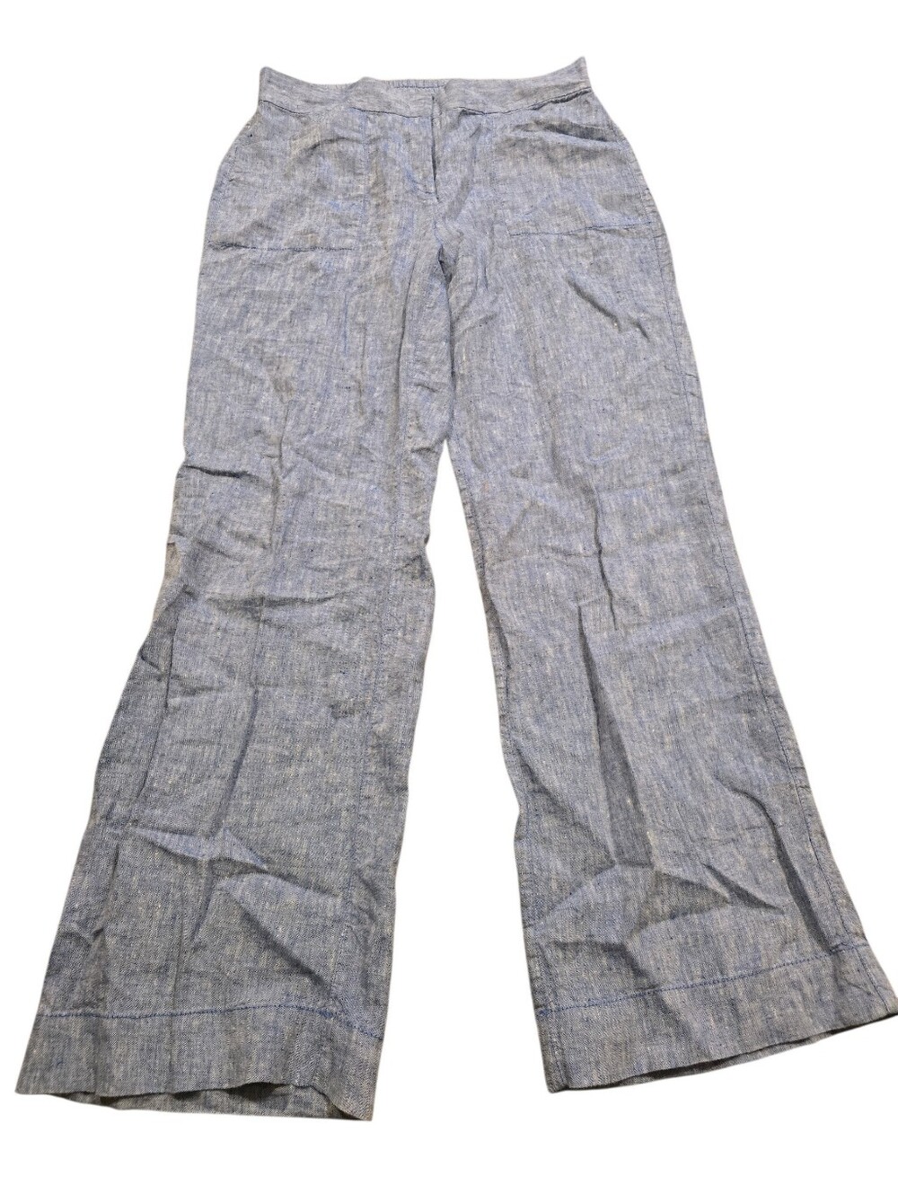 Chico’s Blue Wide-Leg 100% Linen Pants Pull On Elastic Waist Size 1 (US 8)